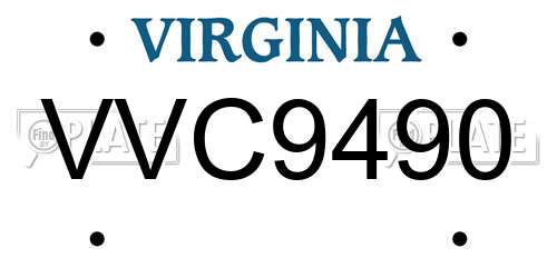 VVC9490 Virginia License Plate