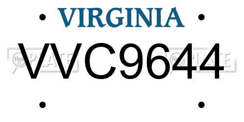 VVC9644 Virginia License Plate