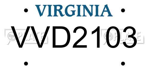 VVD2103 Virginia License Plate