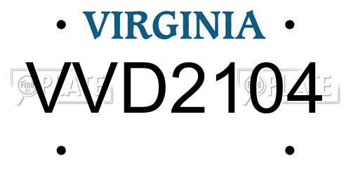 VVD2104 Virginia License Plate