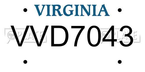 VVD7043 Virginia License Plate
