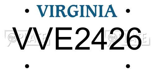 VVE2426 Virginia License Plate