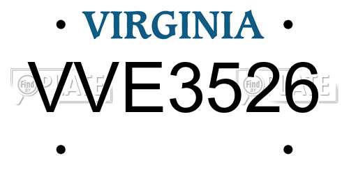 VVE3526 Virginia License Plate