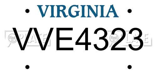 VVE4323 Virginia License Plate