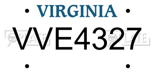 VVE4327 Virginia License Plate