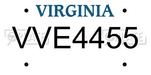 VVE4455 Virginia License Plate
