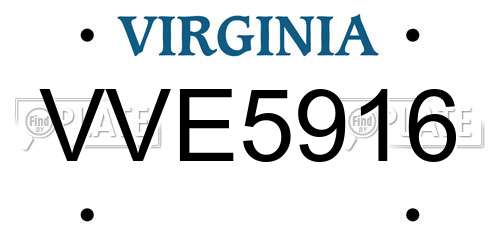 VVE5916 Virginia License Plate
