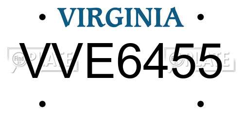 VVE6455 Virginia License Plate
