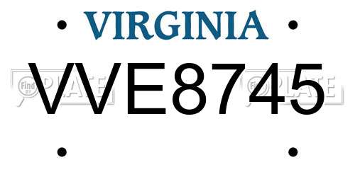 VVE8745 Virginia License Plate