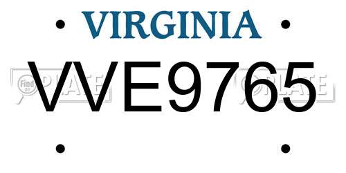 VVE9765 Virginia License Plate