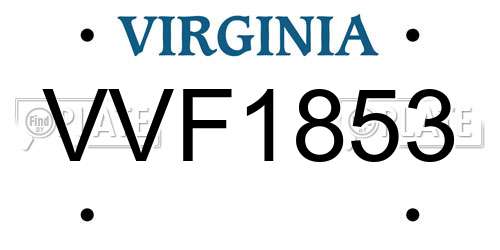 VVF1853 Virginia License Plate