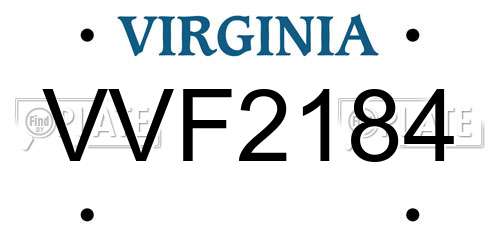 VVF2184 Virginia License Plate
