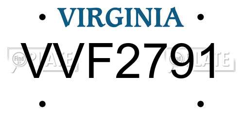 VVF2791 Virginia License Plate