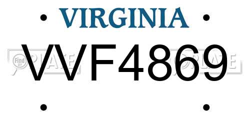 VVF4869 Virginia License Plate