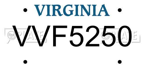 VVF5250 Virginia License Plate