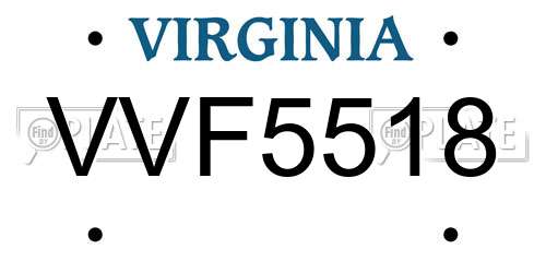 VVF5518 Virginia License Plate