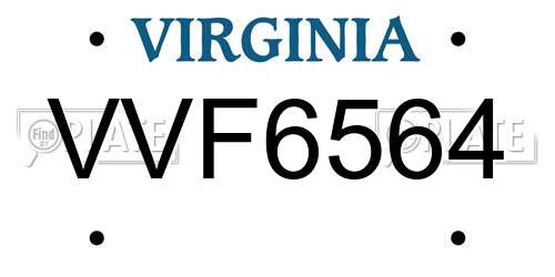 VVF6564 Virginia License Plate