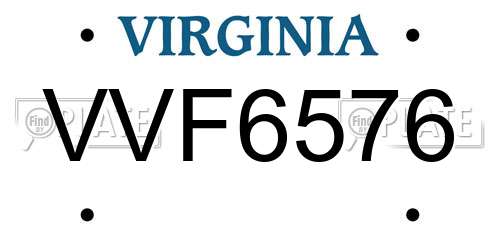 VVF6576 Virginia License Plate
