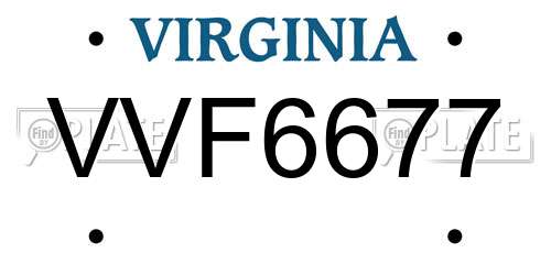 VVF6677 Virginia License Plate