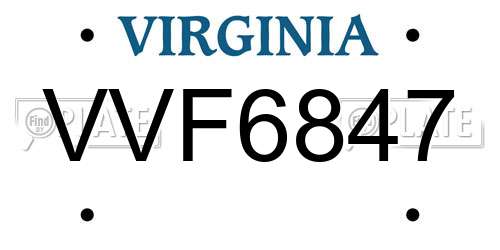 VVF6847 Virginia License Plate