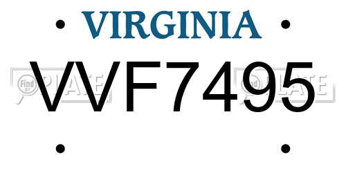 VVF7495 Virginia License Plate