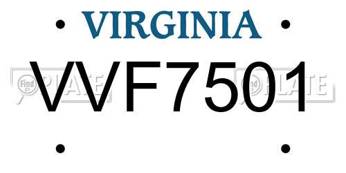 VVF7501 Virginia License Plate