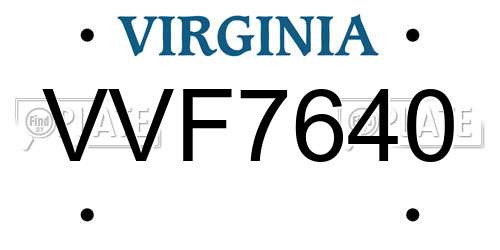 VVF7640 Virginia License Plate
