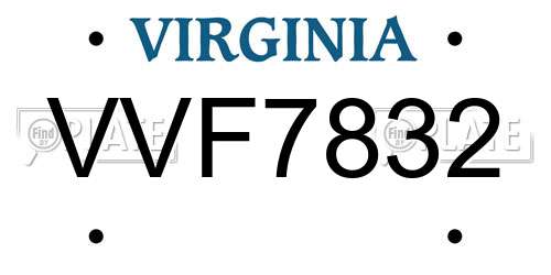 VVF7832 Virginia License Plate