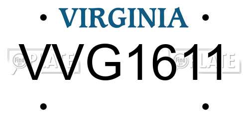 VVG1611 Virginia License Plate