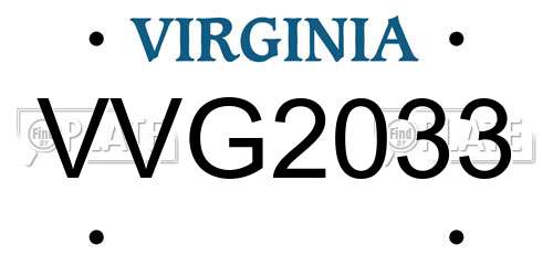 VVG2033 Virginia License Plate