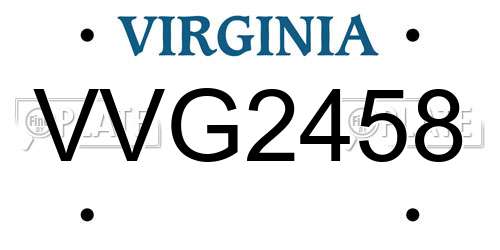 VVG2458 Virginia License Plate