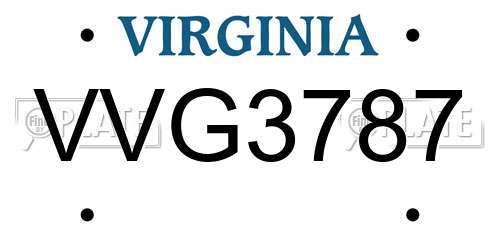VVG3787 Virginia License Plate