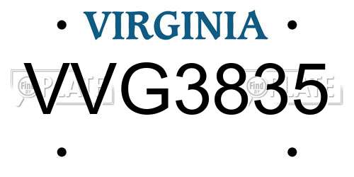 VVG3835 Virginia License Plate