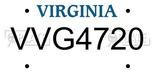 VVG4720 Virginia License Plate