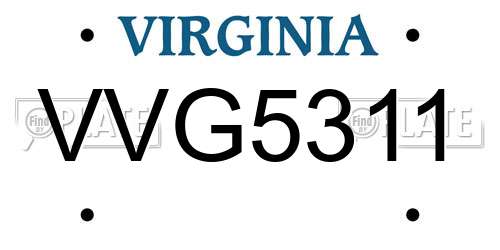 VVG5311 Virginia License Plate