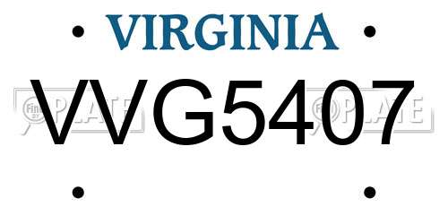 VVG5407 Virginia License Plate