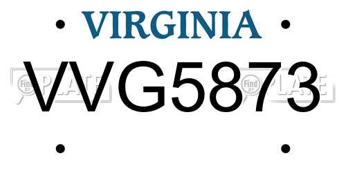 VVG5873 Virginia License Plate
