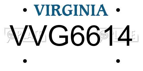 VVG6614 Virginia License Plate