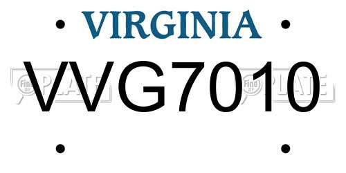 VVG7010 Virginia License Plate