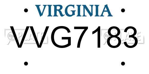 VVG7183 Virginia License Plate