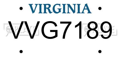 VVG7189 Virginia License Plate