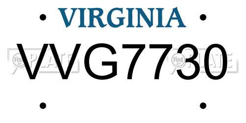 VVG7730 Virginia License Plate