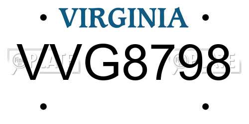 VVG8798 Virginia License Plate