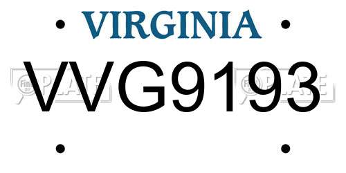 VVG9193 Virginia License Plate