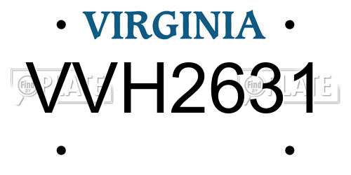 VVH2631 Virginia License Plate