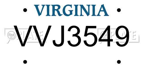 VVJ3549 Virginia License Plate