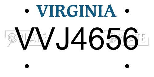VVJ4656 Virginia License Plate