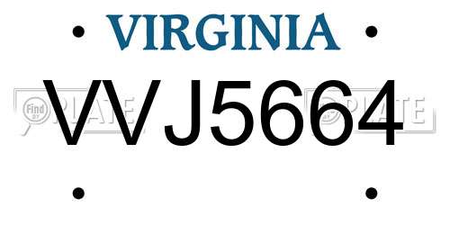 VVJ5664 Virginia License Plate
