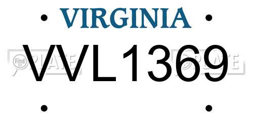 VVL1369 Virginia License Plate