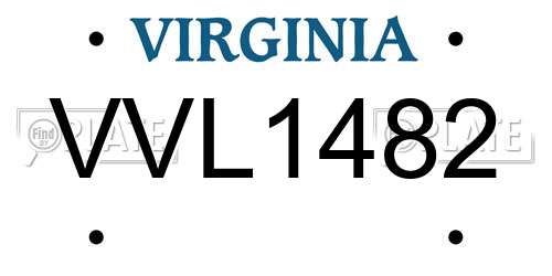 VVL1482 Virginia License Plate